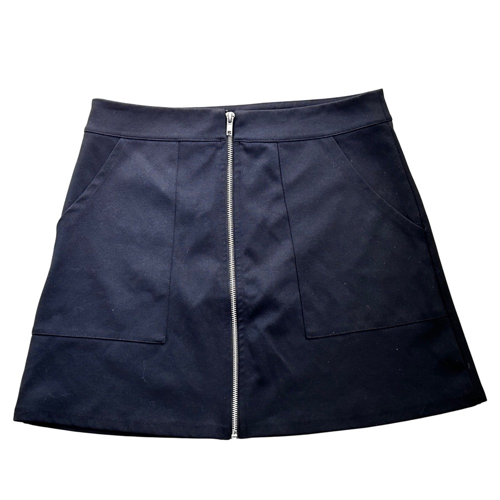 DIVIDED H&M Full Front Zip‎ Black Mini Skirt Women's Size Small